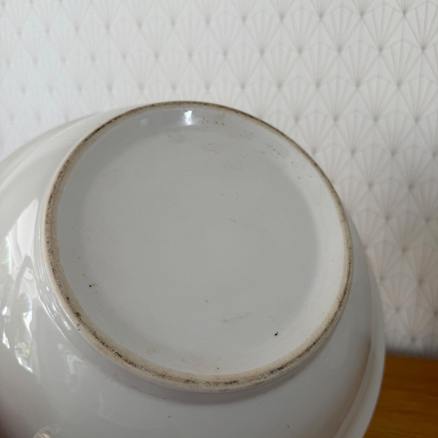 Vintage Large White Ceramic French Fruit Bowl 13.8" 0408269