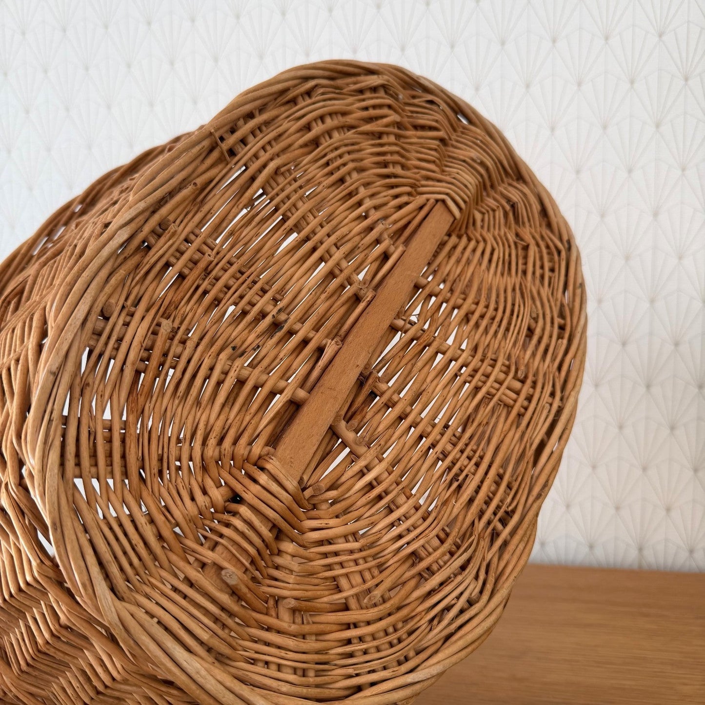French Wicker Laundry Basket Vintage Rattan Storage Handles 2307267