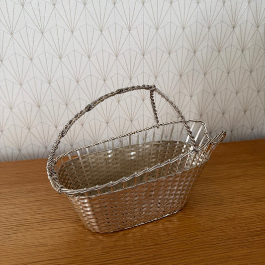 French Silver Plated Wine Basket Bottle Holder Serving Basket 0408263