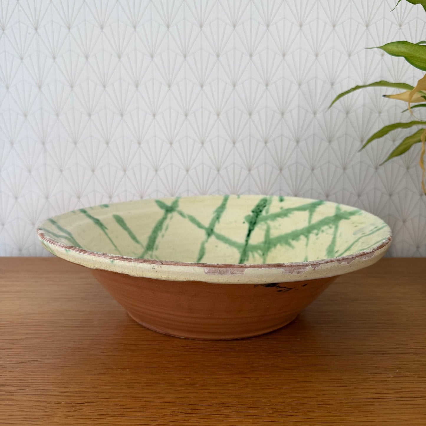 Vintage French Pottery Glazed Terracotta Fruit Bowl Tian 2307261