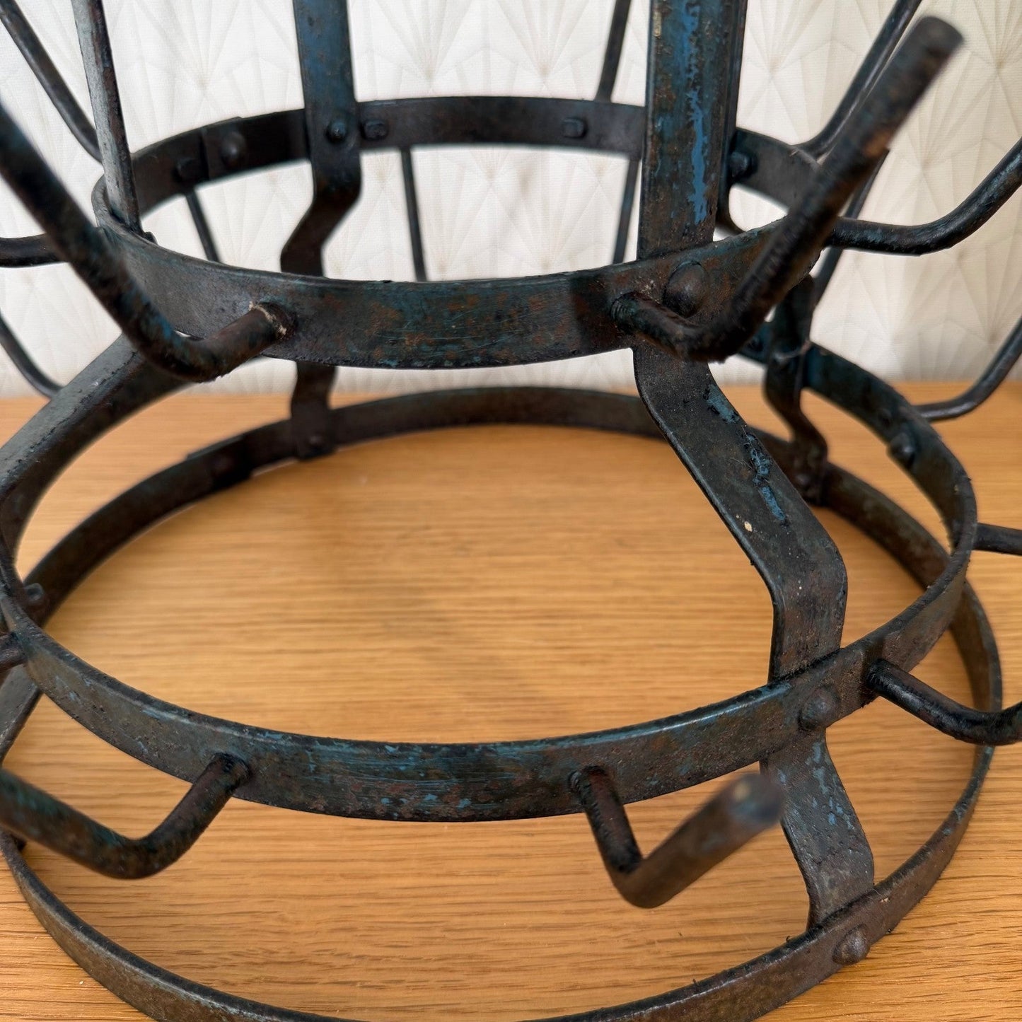 Antique French Bottle Drying Rack Iron Vintage Bistro 3007267