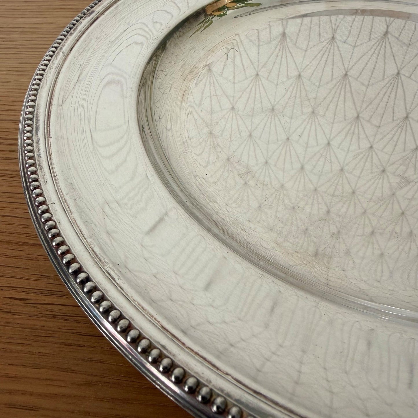 Christofle Silverplate Pearl Beaded French Round Serving Tray 26072612