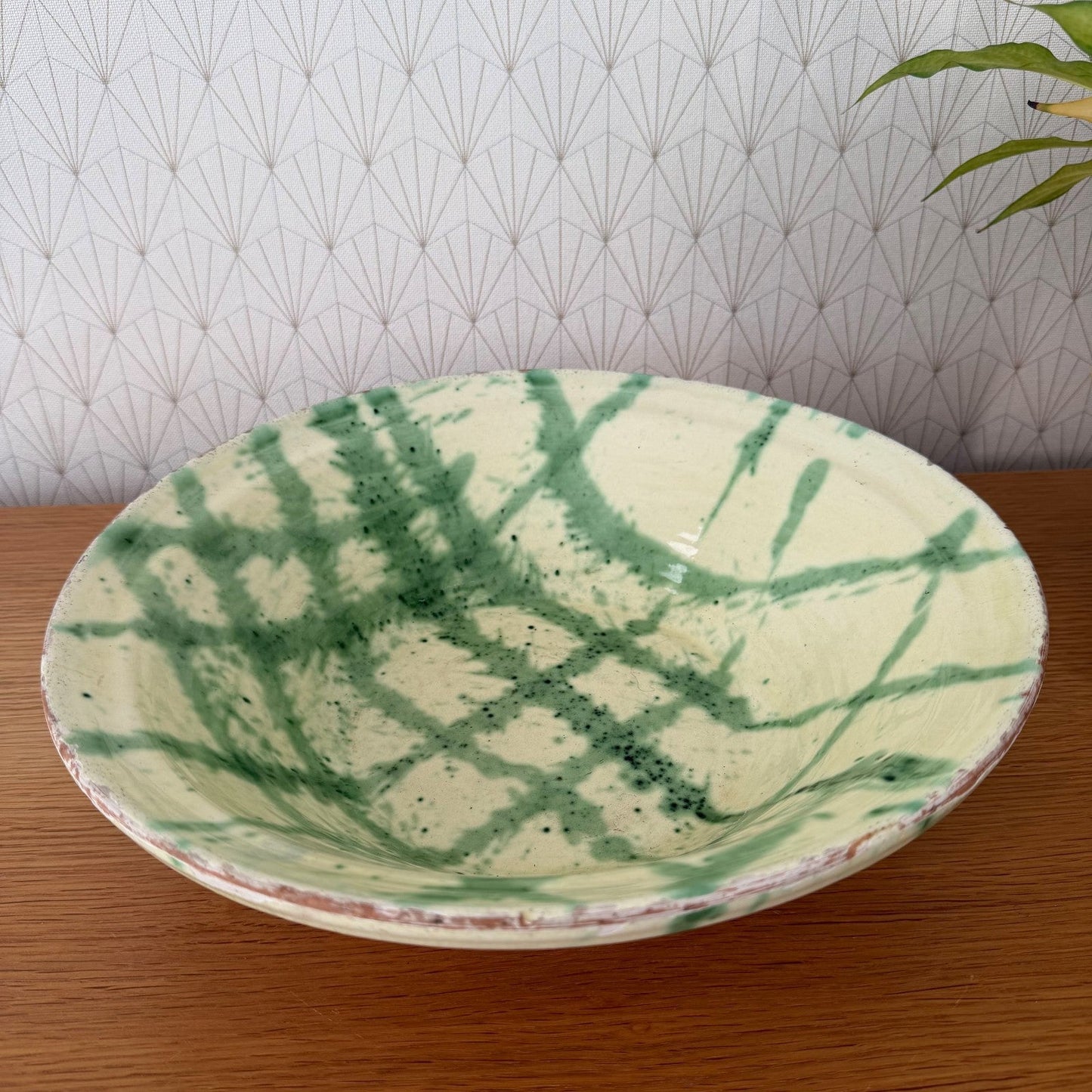 Vintage French Pottery Glazed Terracotta Fruit Bowl Tian 2307261