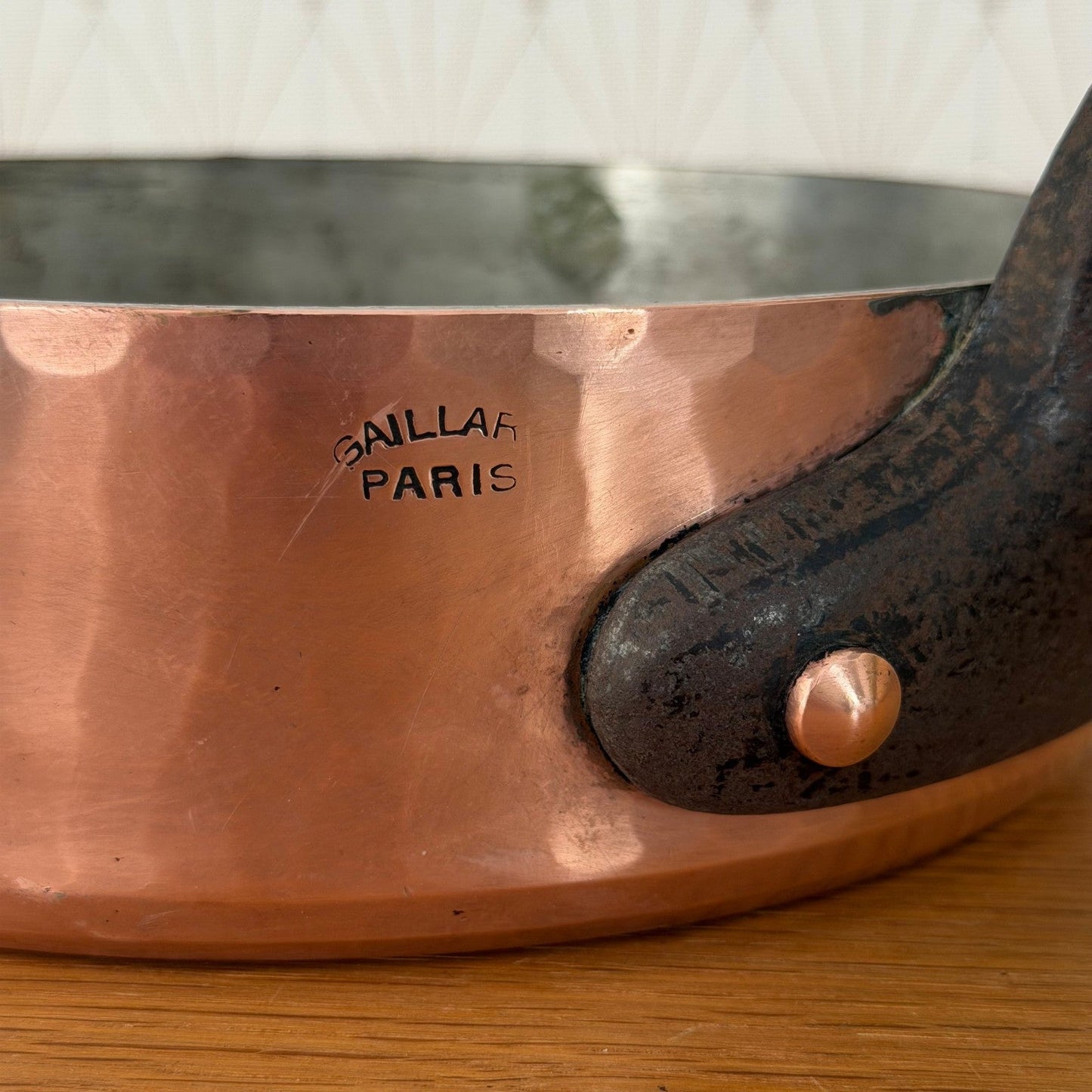 French Copper Saute Pan GAILLARD Paris Tin Lined Iron Handle 0408267