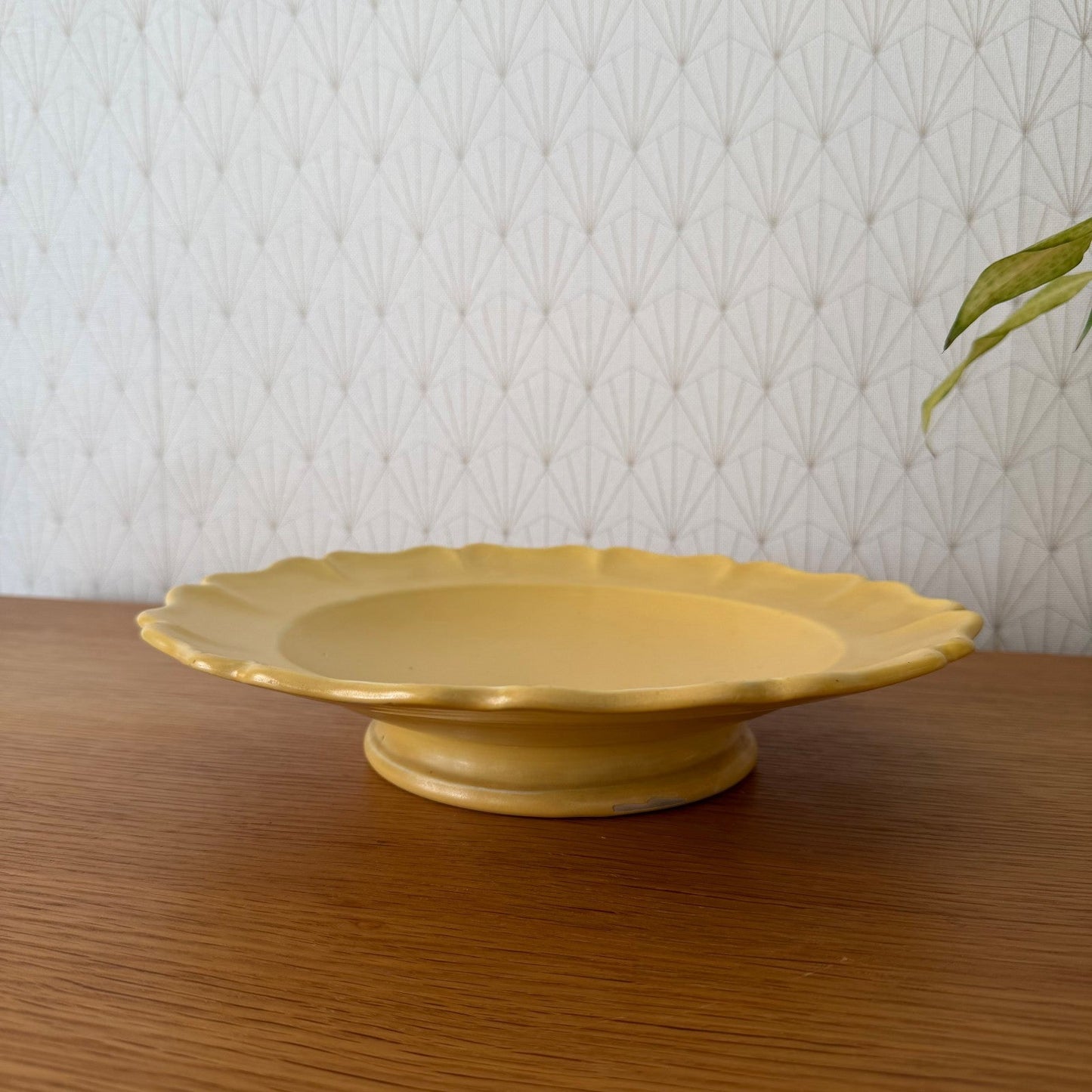 Vintage French Provencal Yellow Plate Sicard Footed Ceramic 0708263