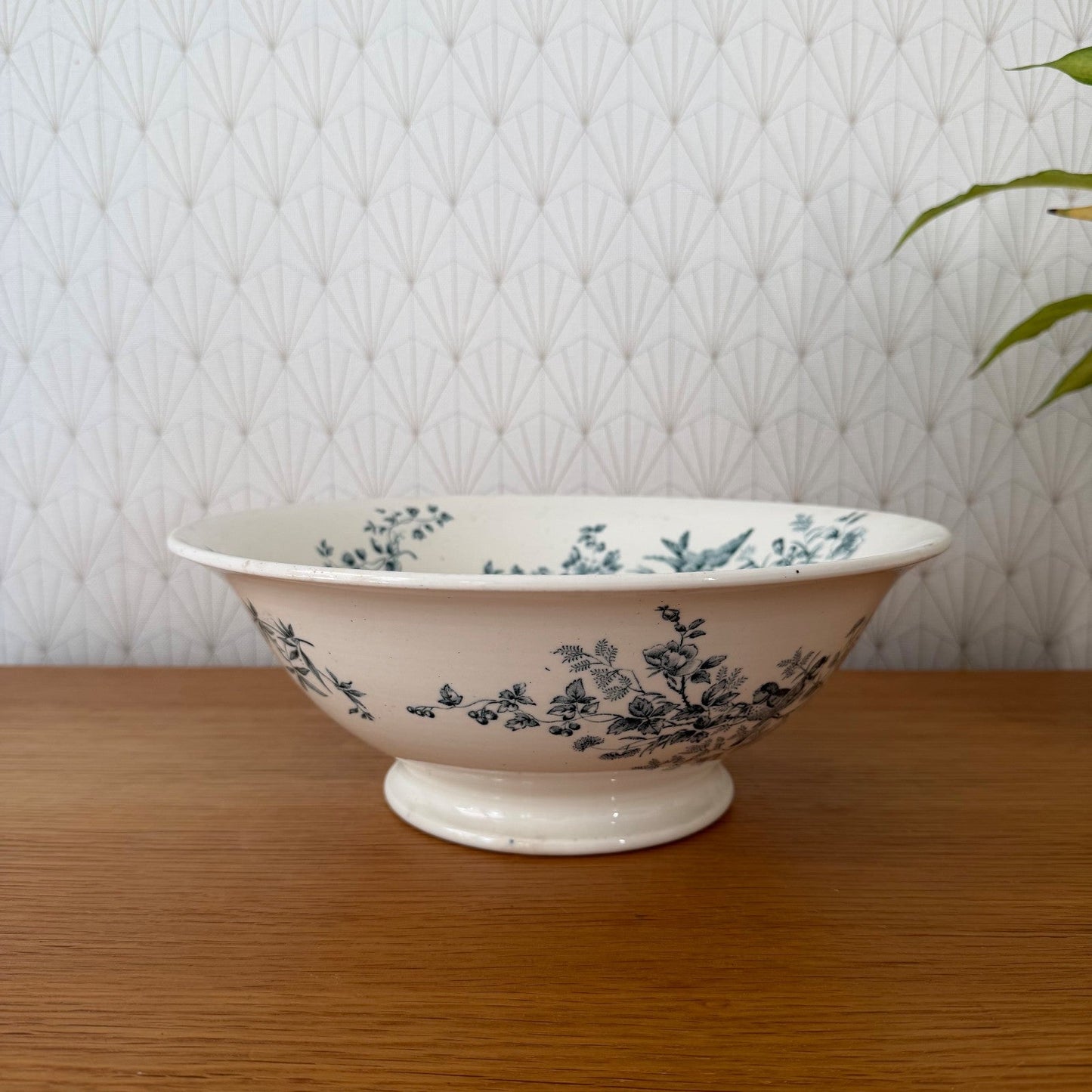 Antique French Longwy Pottery Glazed Floral Footed Bowl 2307262