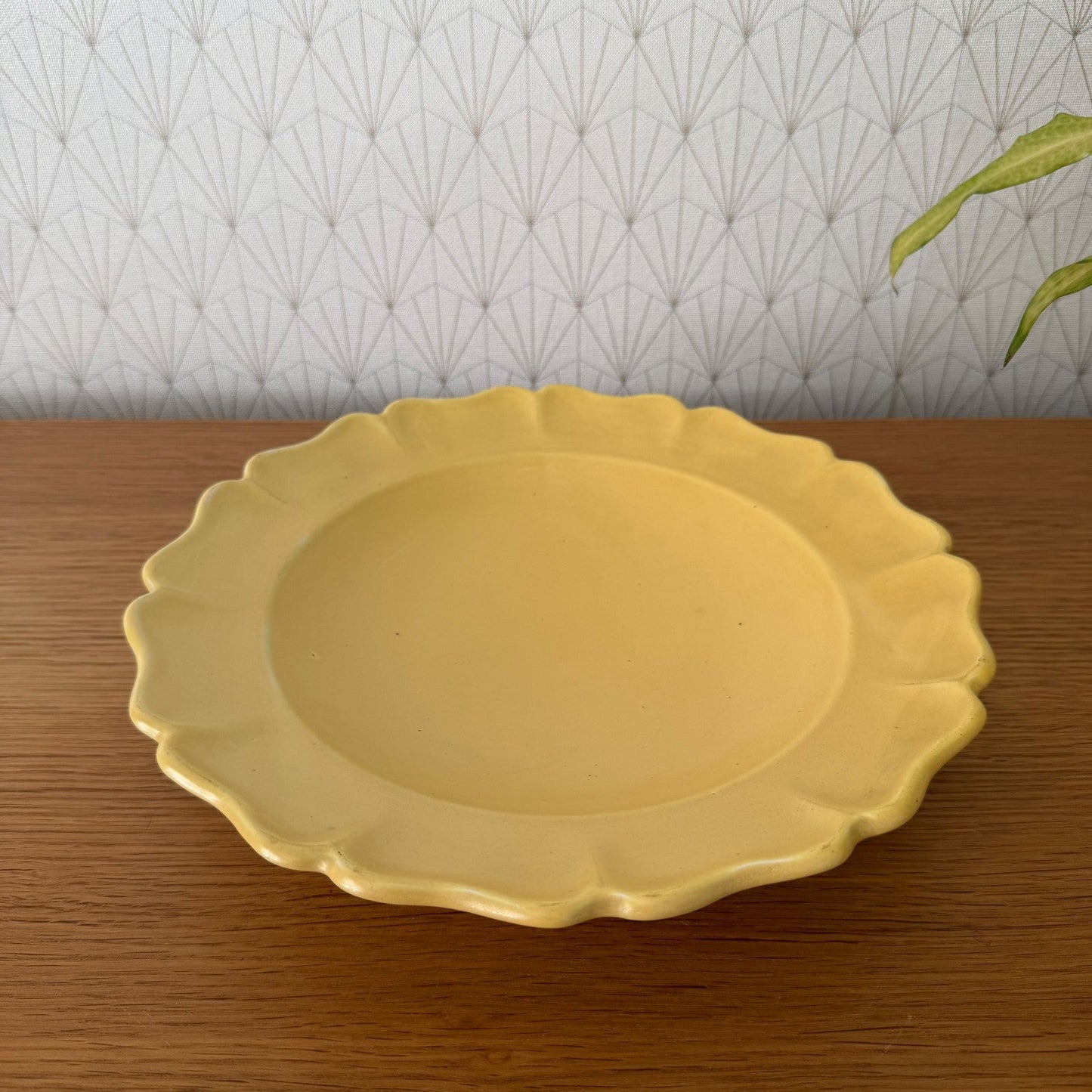 Vintage French Provencal Yellow Plate Sicard Footed Ceramic 0708263