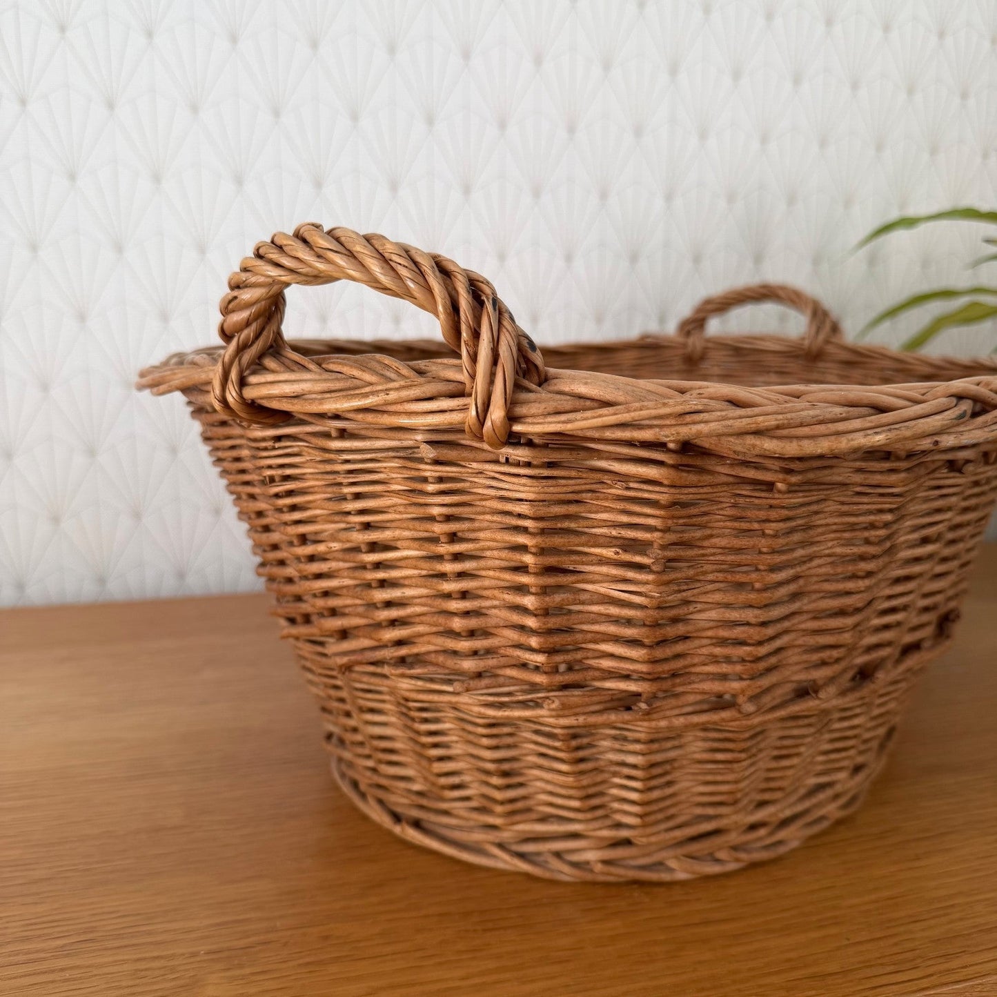 French Wicker Laundry Basket Vintage Rattan Storage Handles 2307267
