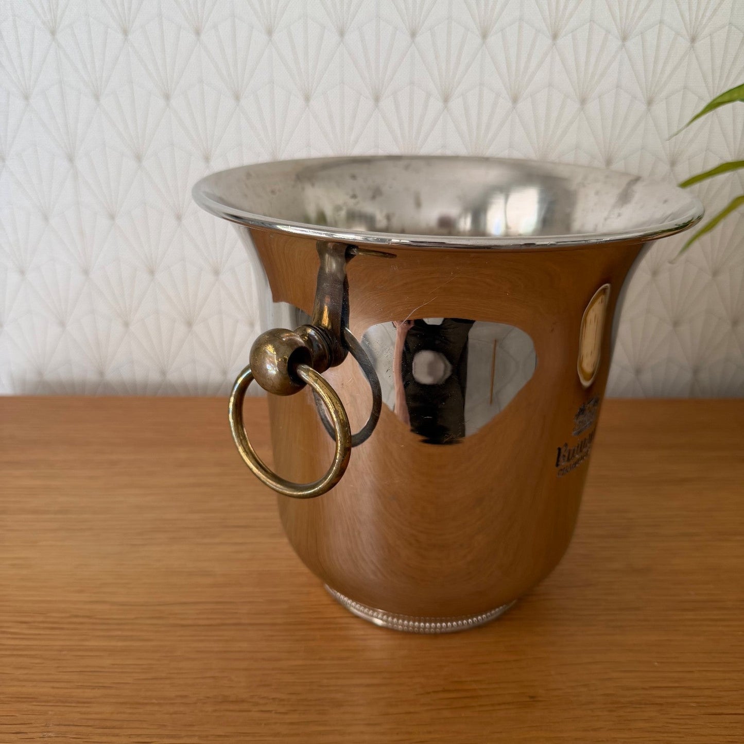 French Vintage Ruinart Champagne Ice Bucket Chromed Brass Handles 3007262