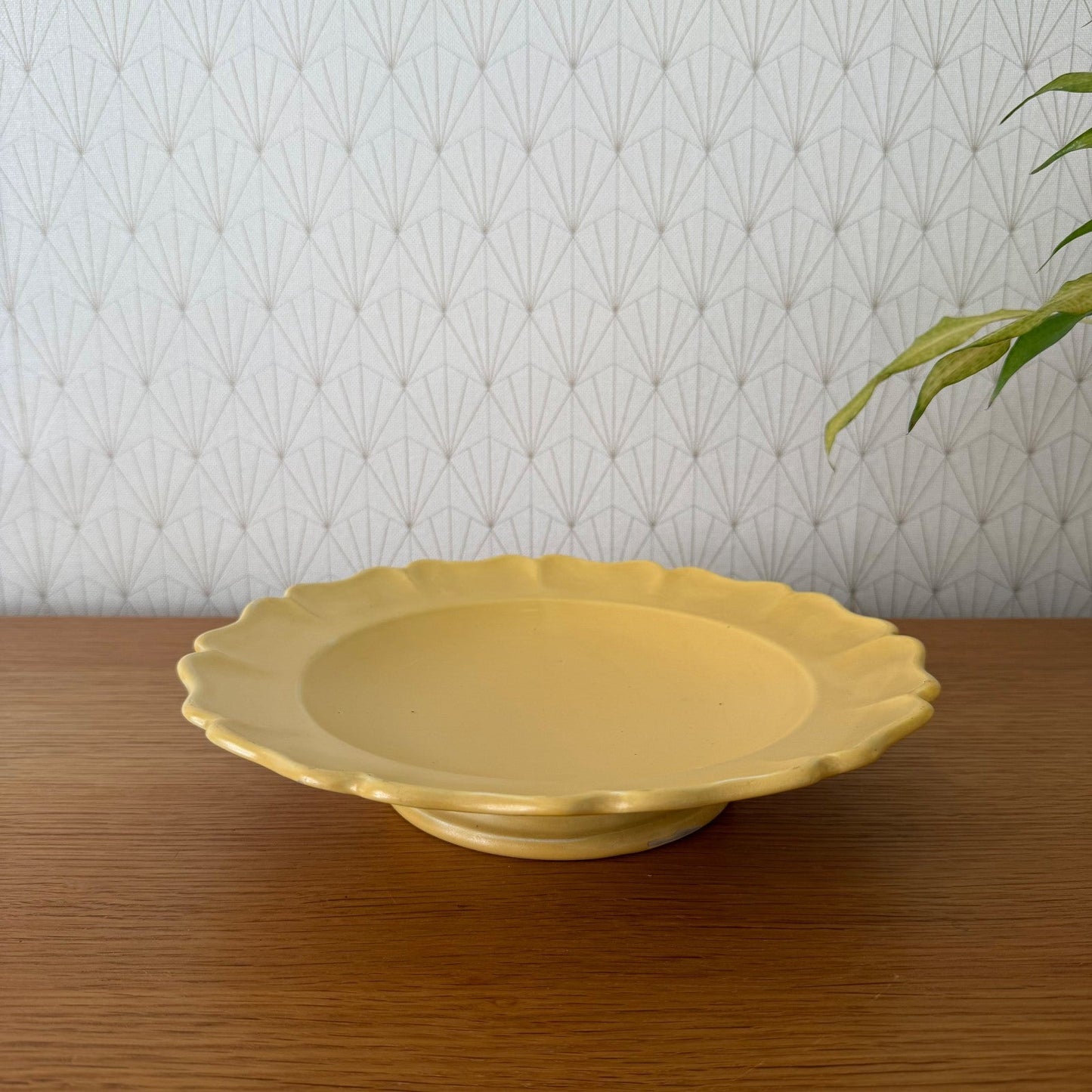 Vintage French Provencal Yellow Plate Sicard Footed Ceramic 0708263