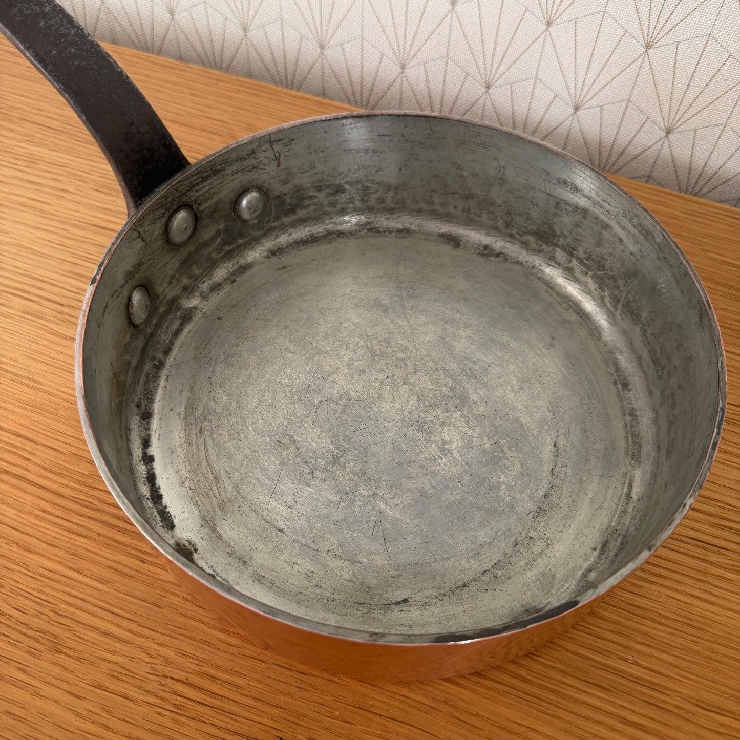 French Copper Saute Pan GAILLARD Paris Tin Lined Iron Handle 0408267