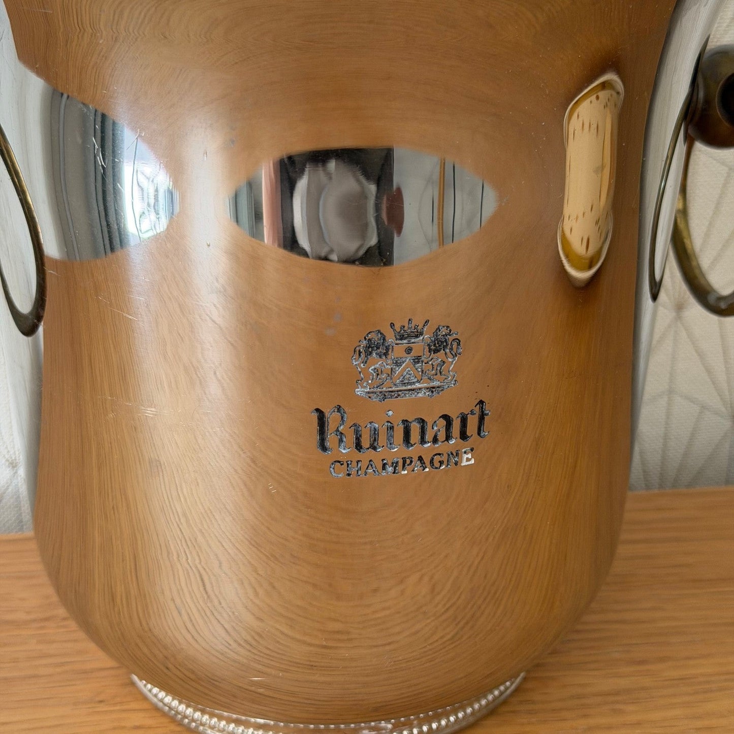 French Vintage Ruinart Champagne Ice Bucket Chromed Brass Handles 3007262