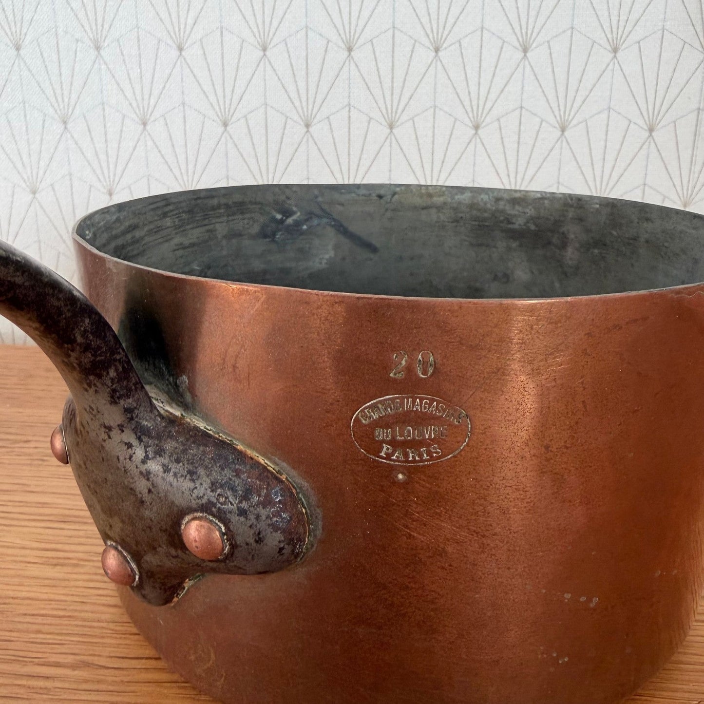 French Copper Pans Set 3 Tin Lined Grands Magasins du Louvre Paris 230711