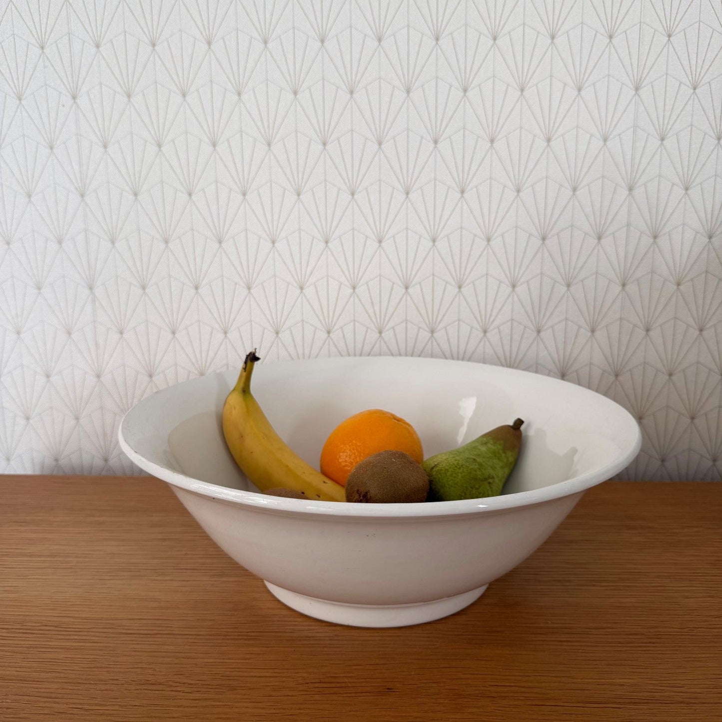 Vintage Large White Ceramic French Fruit Bowl 13.8" 0408269