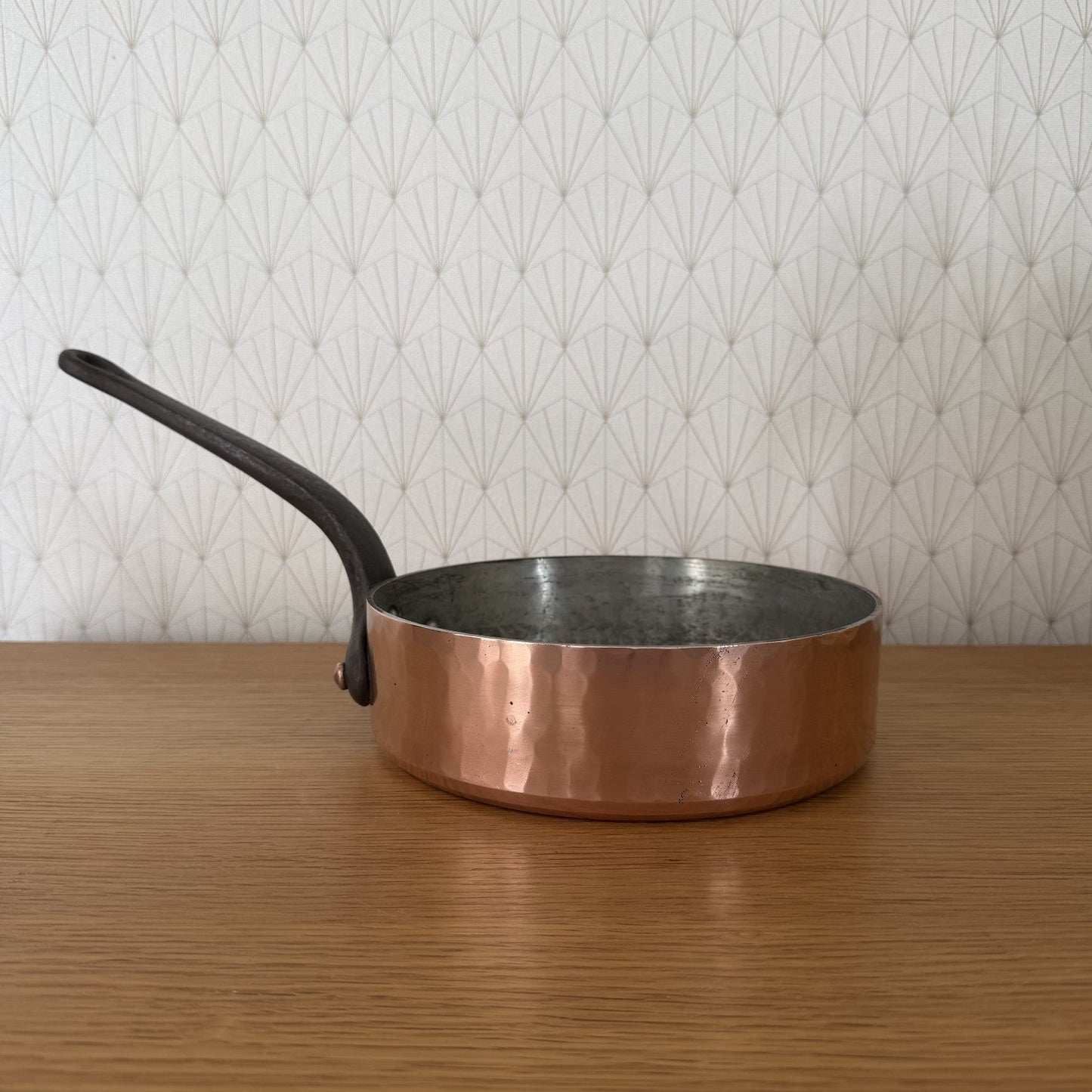 French Copper Saute Pan GAILLARD Paris Tin Lined Iron Handle 0408267