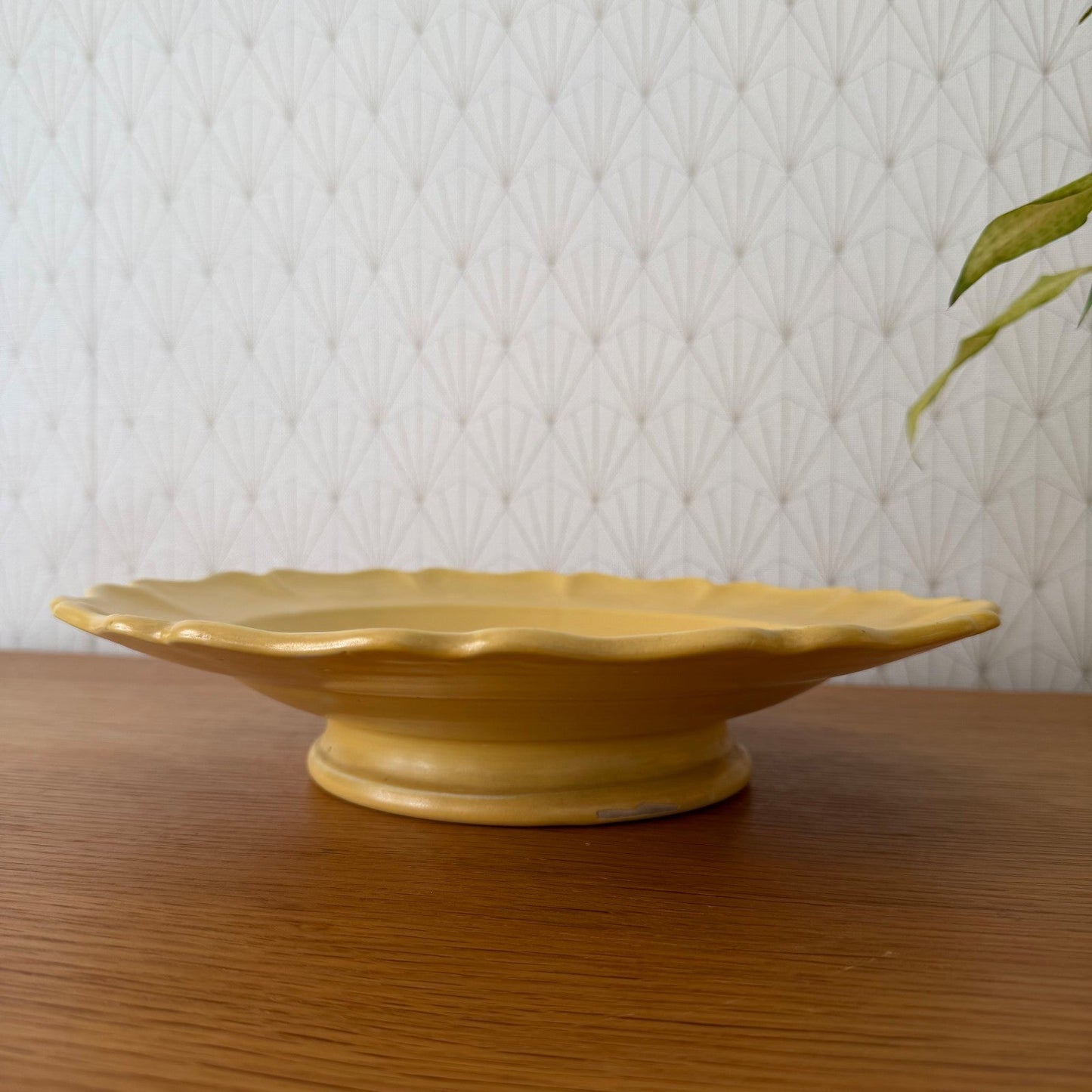 Vintage French Provencal Yellow Plate Sicard Footed Ceramic 0708263