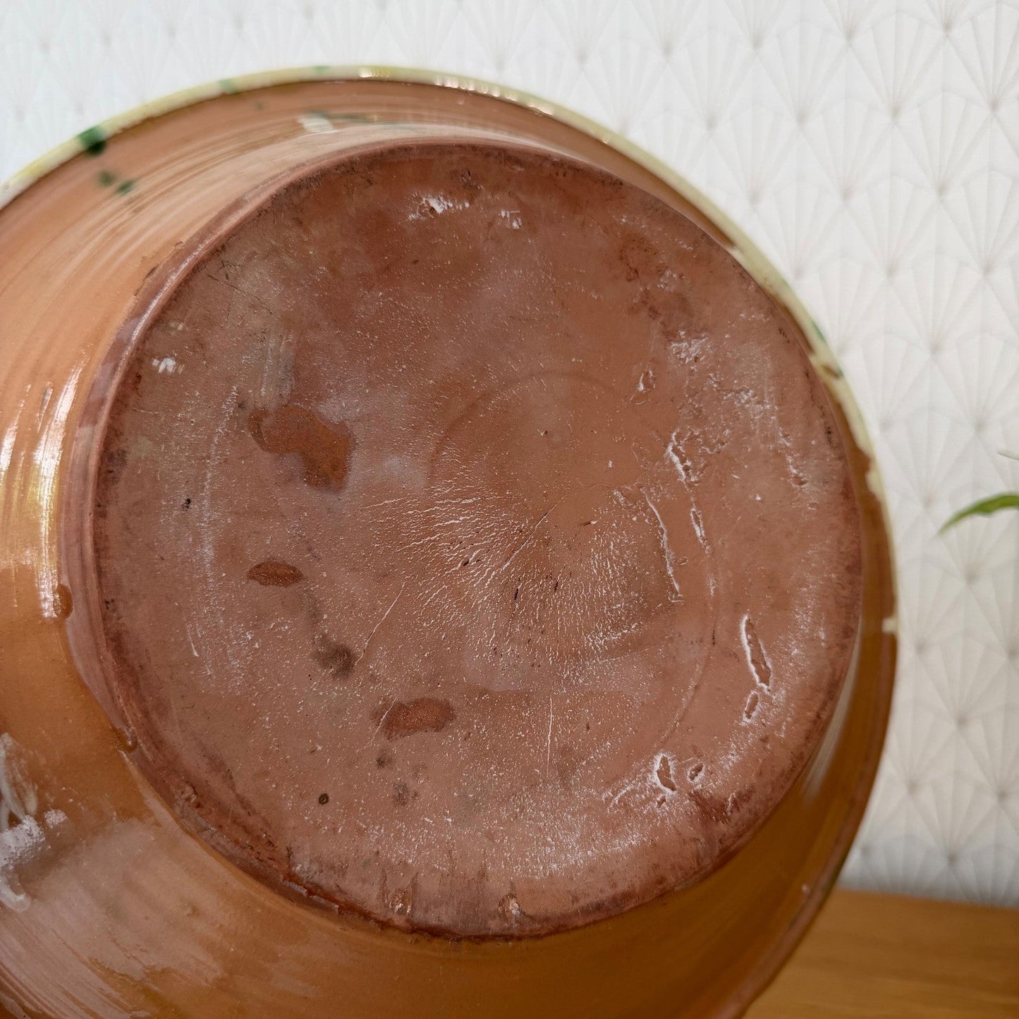 Vintage French Pottery Glazed Terracotta Fruit Bowl Tian 2307261