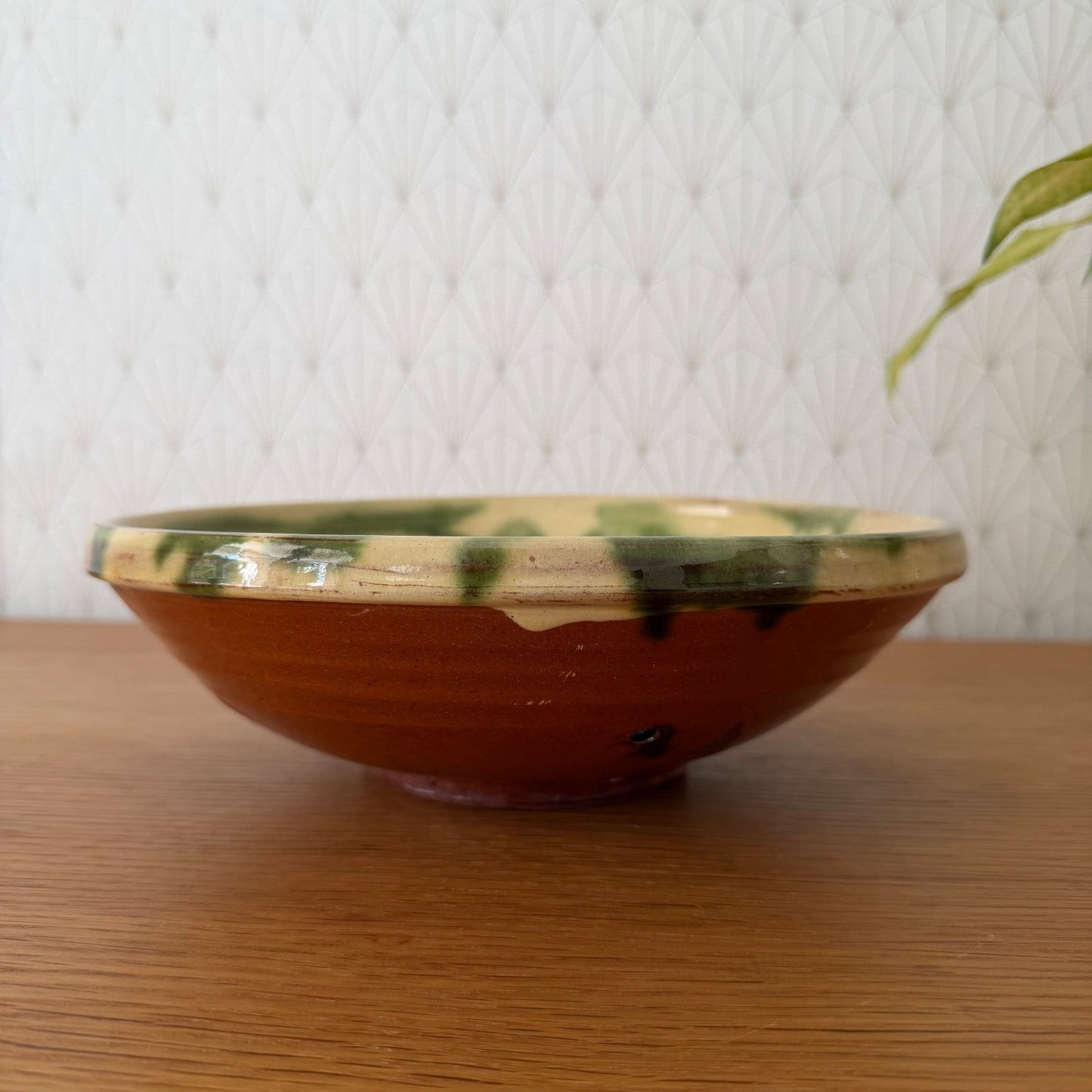 Vintage French Pottery Glazed Terracotta Fruit Drainer Tian 0708262