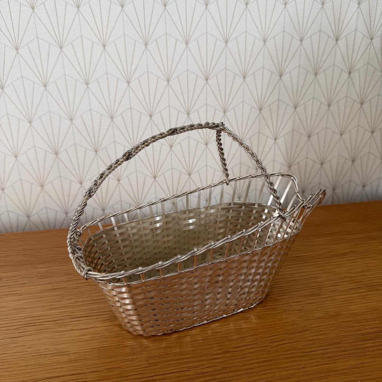 French Silver Plated Wine Basket Bottle Holder Serving Basket 0408263
