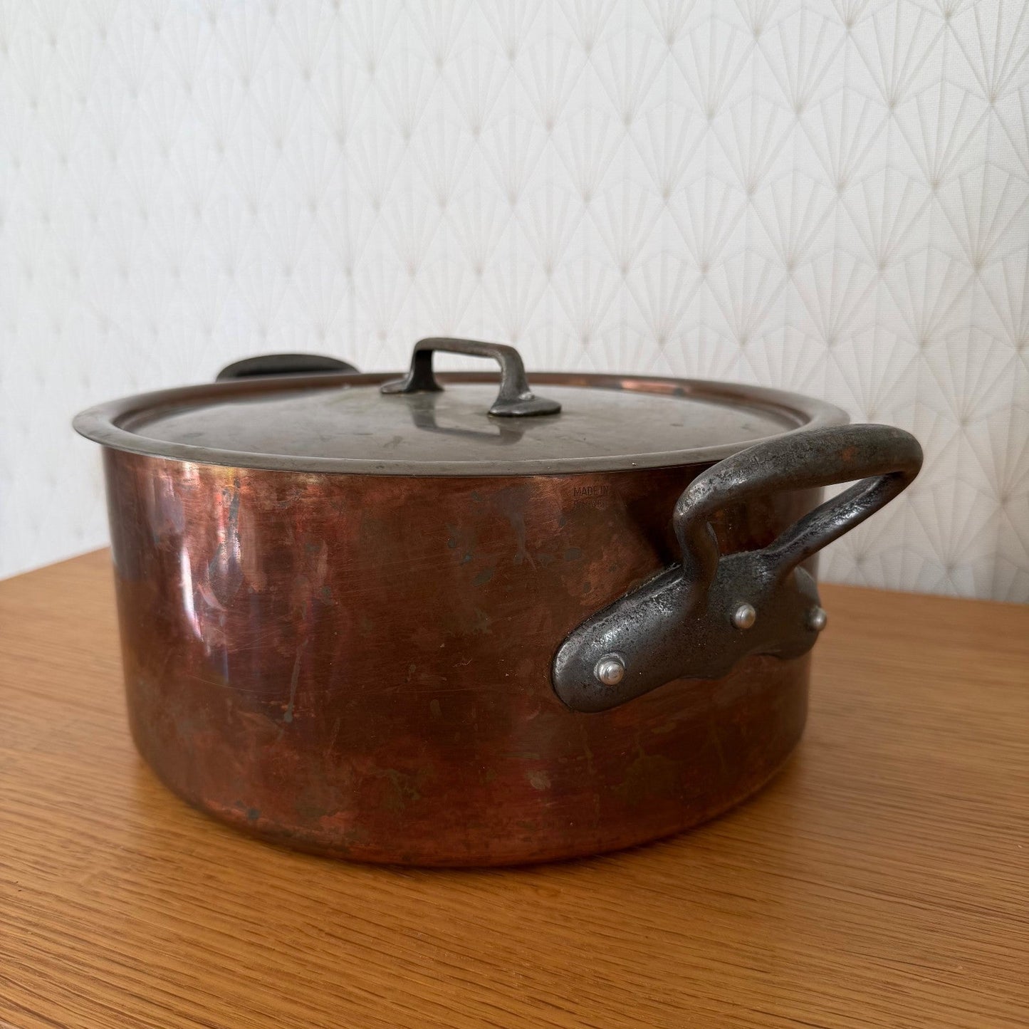 Vintage French Copper Cocotte Cast Iron Handles Made in France 0408266