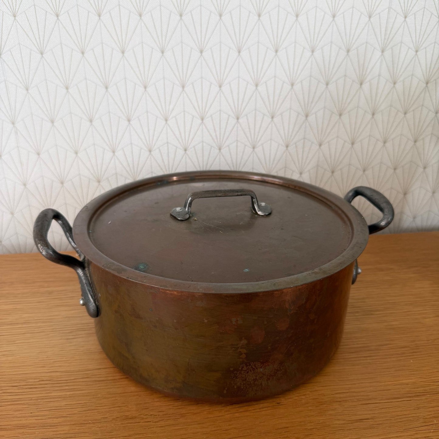 Vintage French Copper Cocotte Cast Iron Handles Made in France 0408266