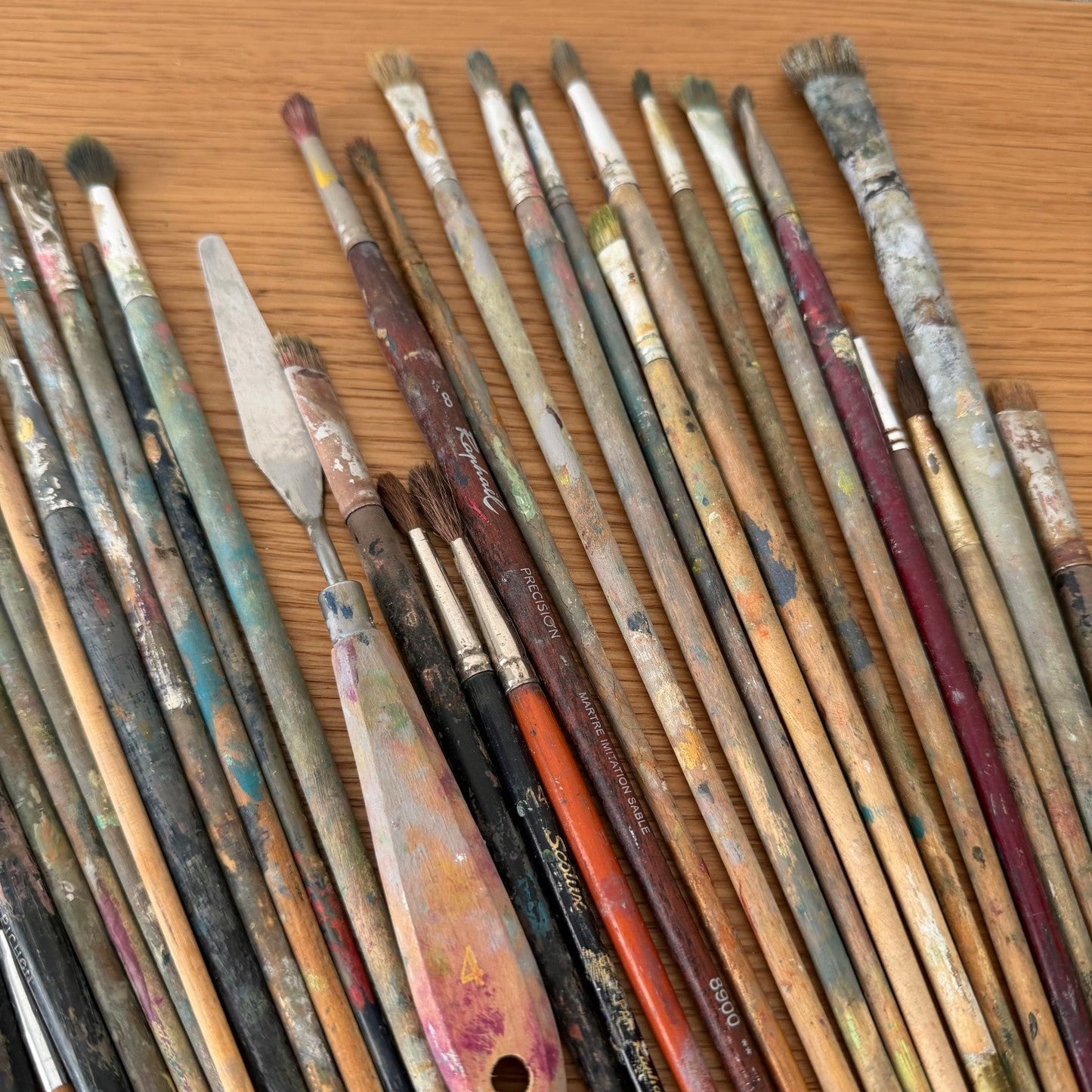 Vintage Used Artist Paintbrush Lot Mixed Set Oil Painting Tools 0708269