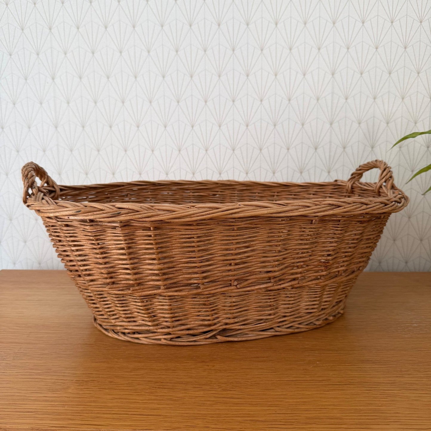 French Wicker Laundry Basket Vintage Rattan Storage Handles 2307267