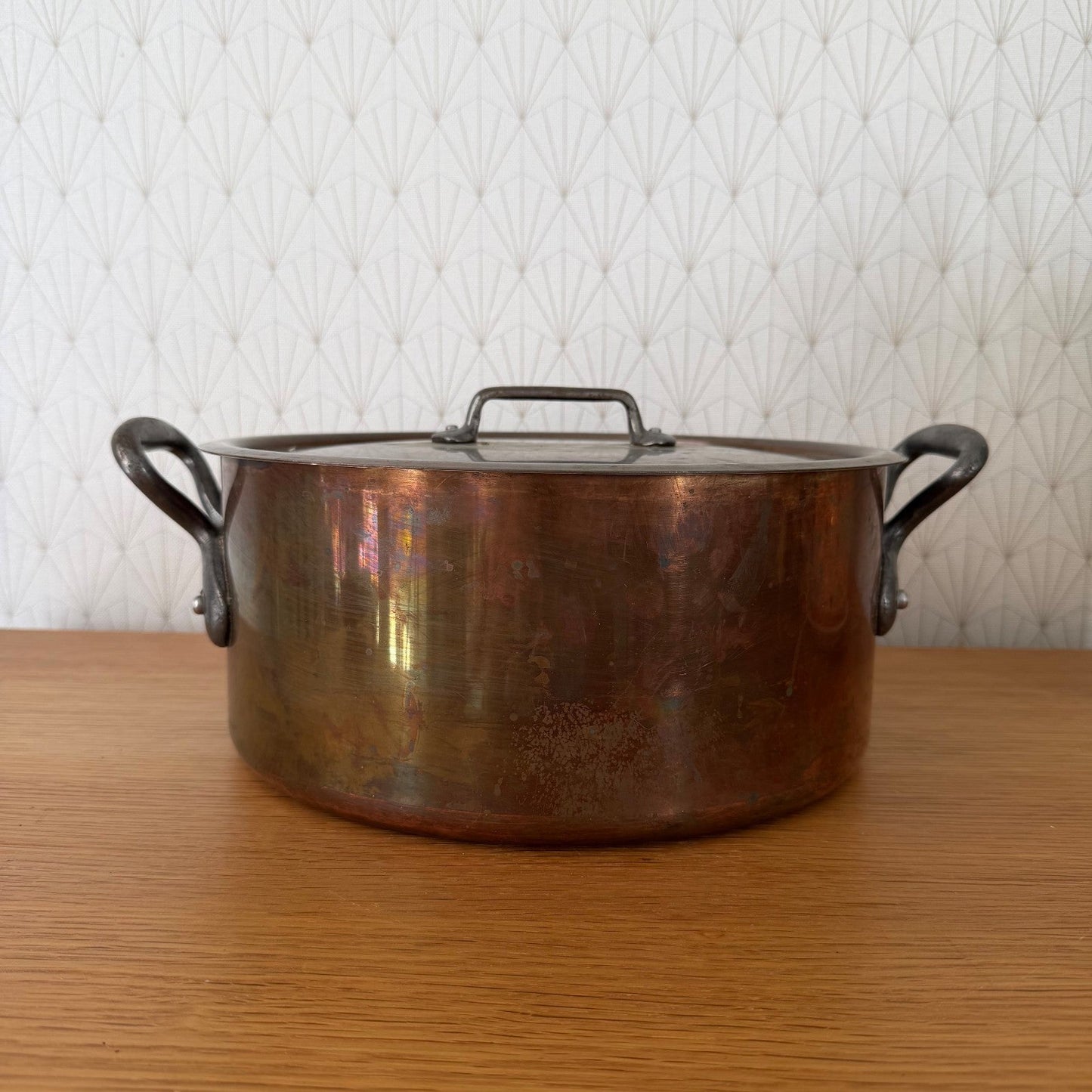 Vintage French Copper Cocotte Cast Iron Handles Made in France 0408266