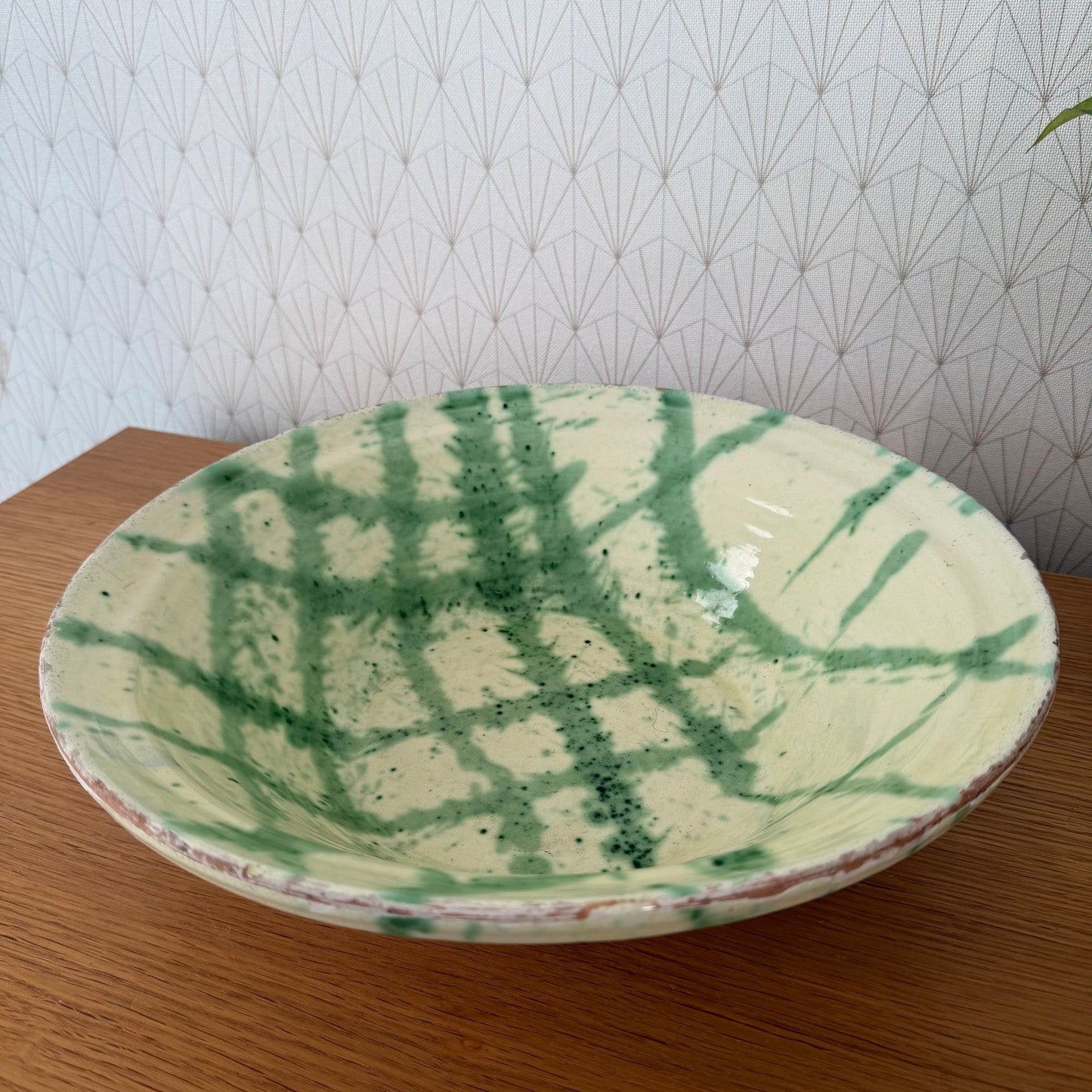 Vintage French Pottery Glazed Terracotta Fruit Bowl Tian 2307261