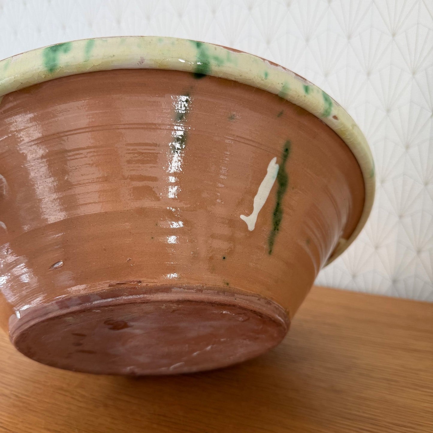 Vintage French Pottery Glazed Terracotta Fruit Bowl Tian 2307261