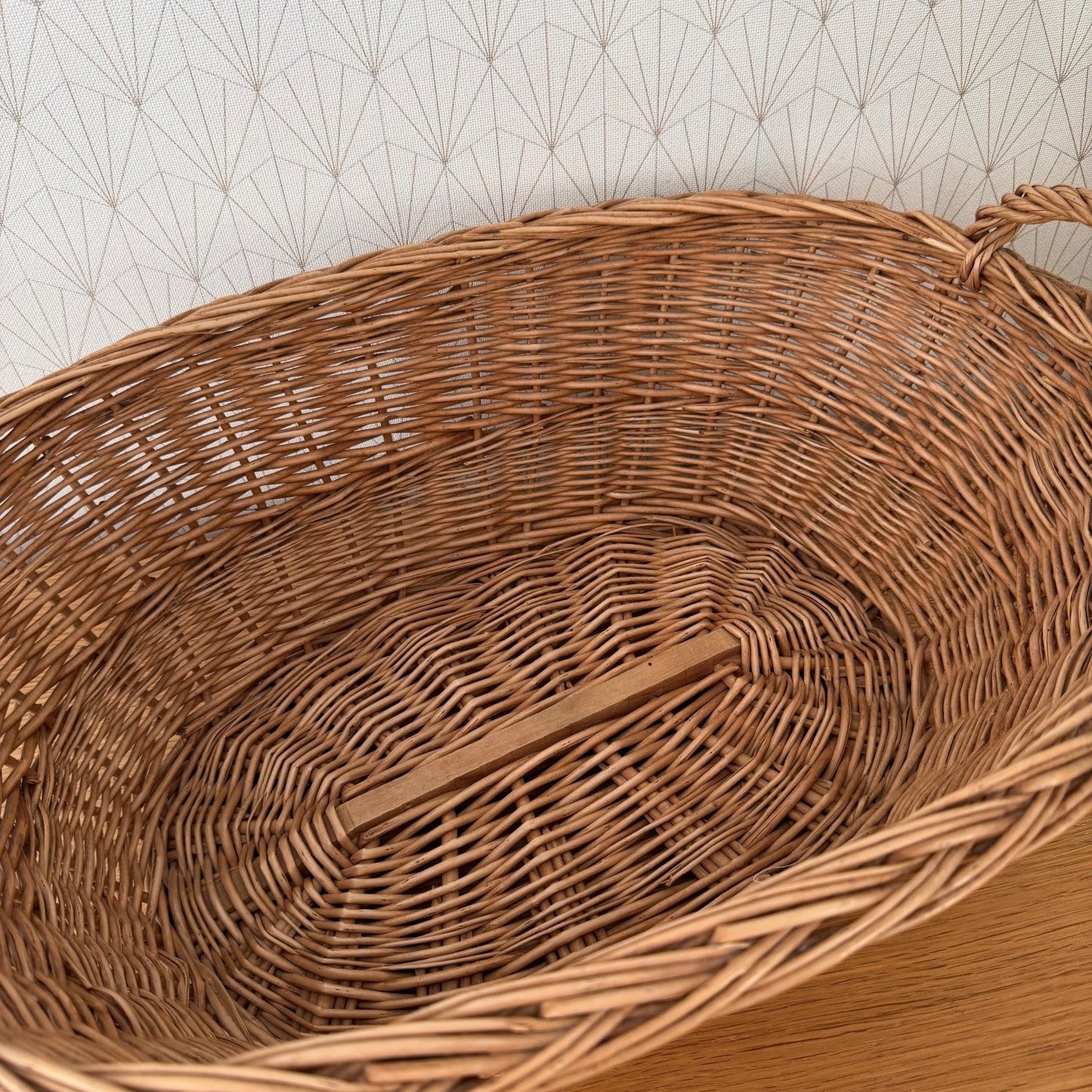 French Wicker Laundry Basket Vintage Rattan Storage Handles 2307267