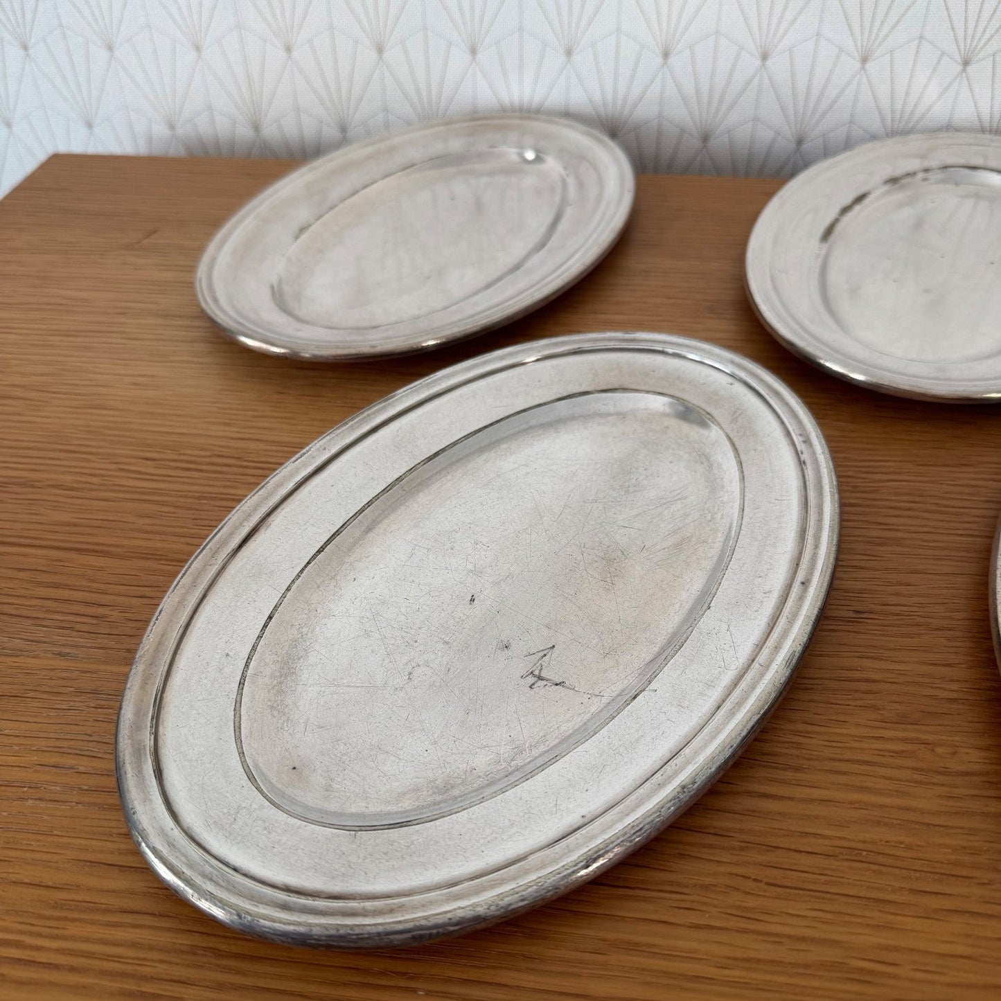 5 French Silver Plated Oval Serving Tray Set Vintage ERCUIS 18072618