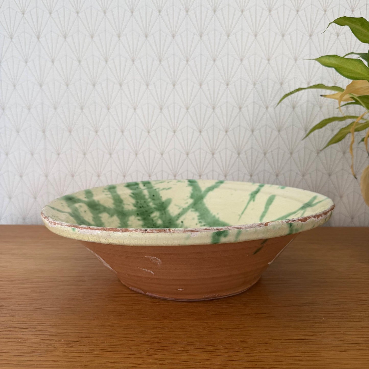 Vintage French Pottery Glazed Terracotta Fruit Bowl Tian 2307261