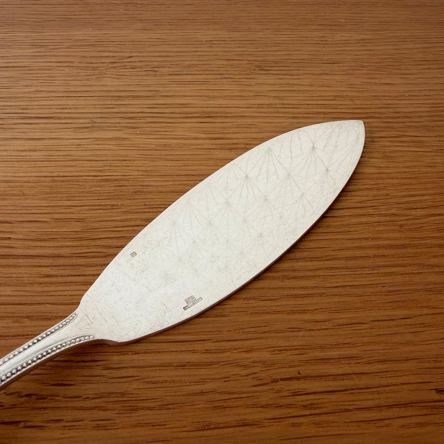 Christofle Silver Plated Fish Knife Server Perle Beaded French 2607261