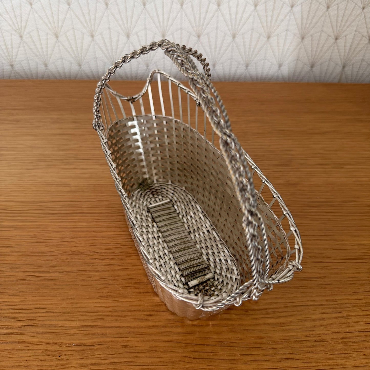French Silver Plated Wine Basket Bottle Holder Serving Basket 0408263