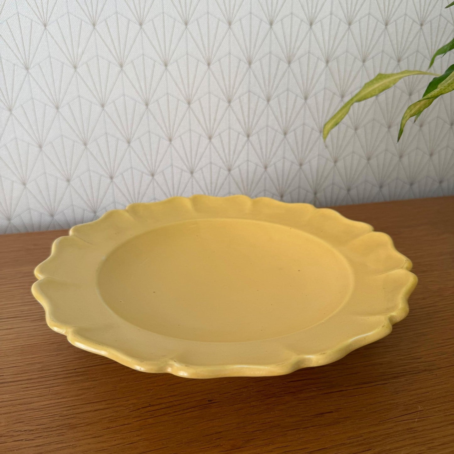 Vintage French Provencal Yellow Plate Sicard Footed Ceramic 0708263