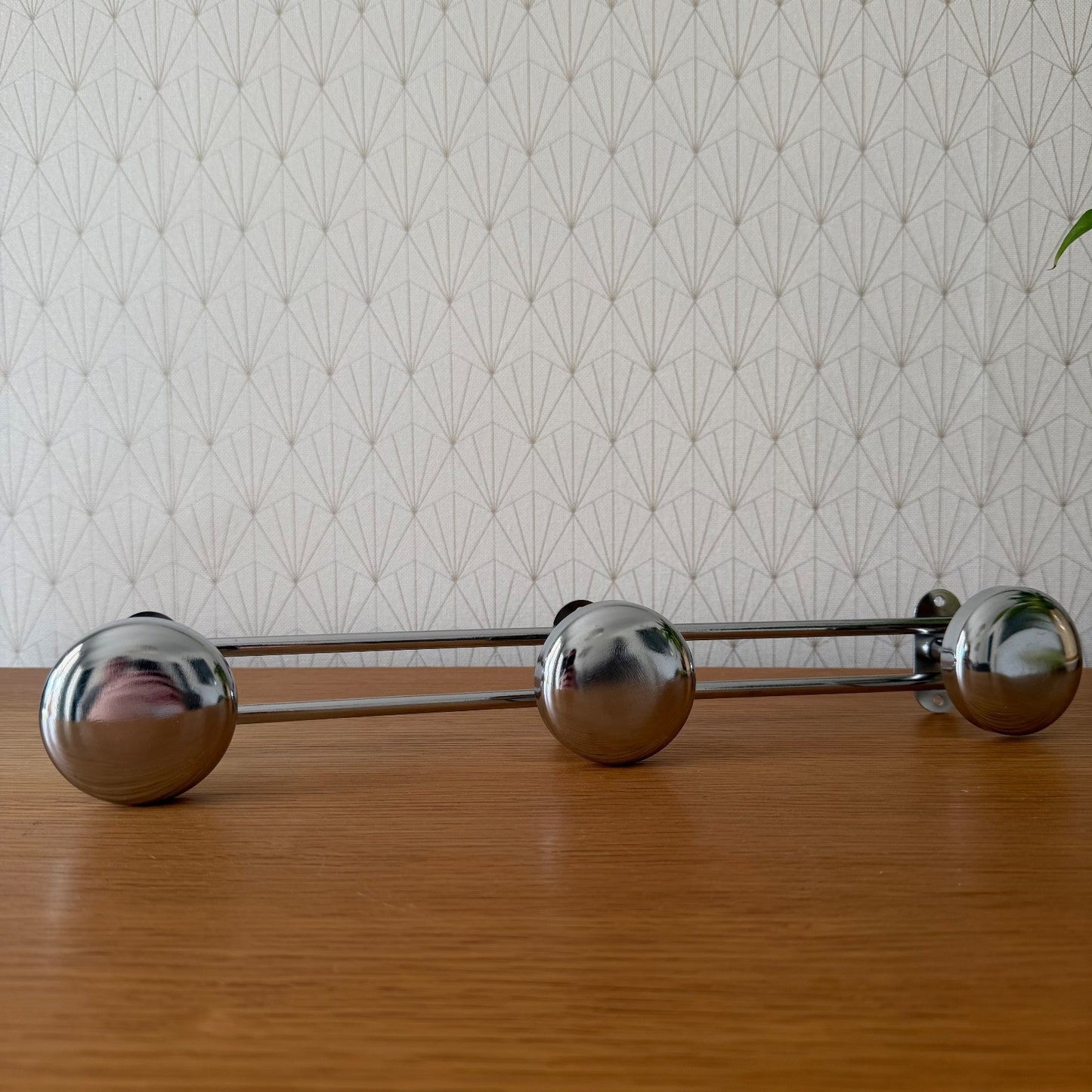Vintage French Chrome Coat 3 Hooks Wall Mount Rack Metal Storage 2107263
