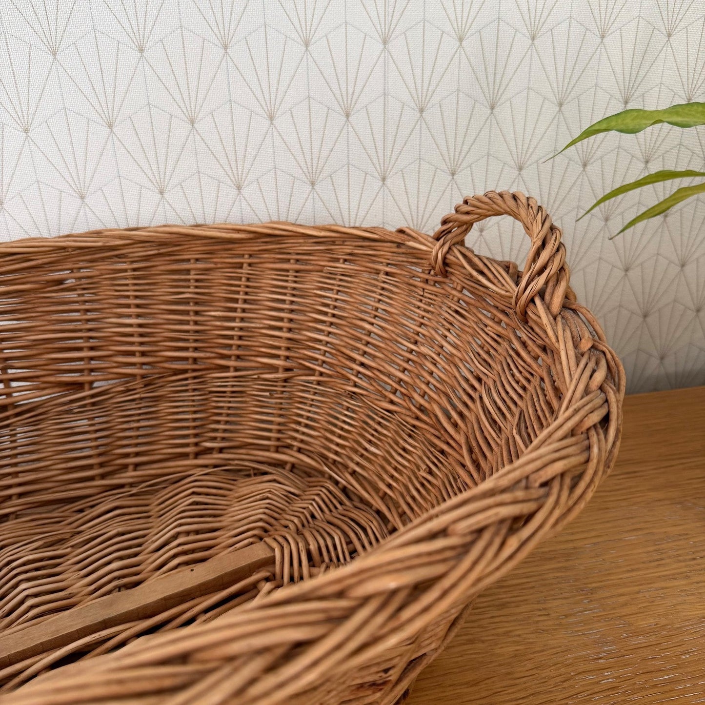 French Wicker Laundry Basket Vintage Rattan Storage Handles 2307267